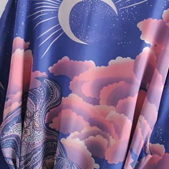 Blue & Pink Trippy MoonClouds Kimono - Picture 7 of 9